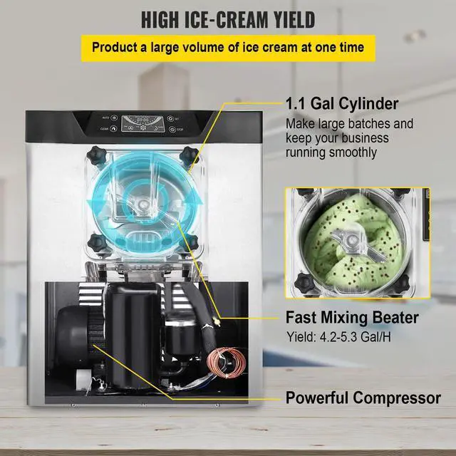 Alt view image 3 of 7 - 20L/H Frozen Hard Ice Cream Machine LCD Display Commercial Yogurt Maker