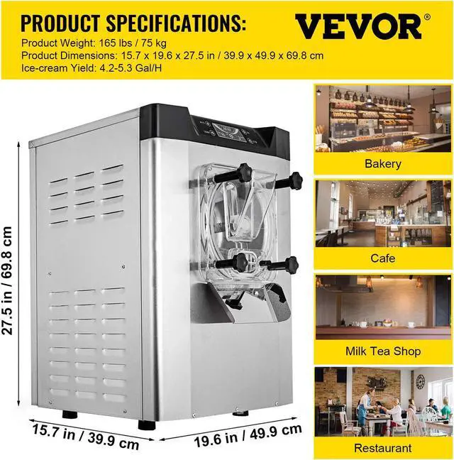 Alt view image 7 of 7 - 20L/H Frozen Hard Ice Cream Machine LCD Display Commercial Yogurt Maker