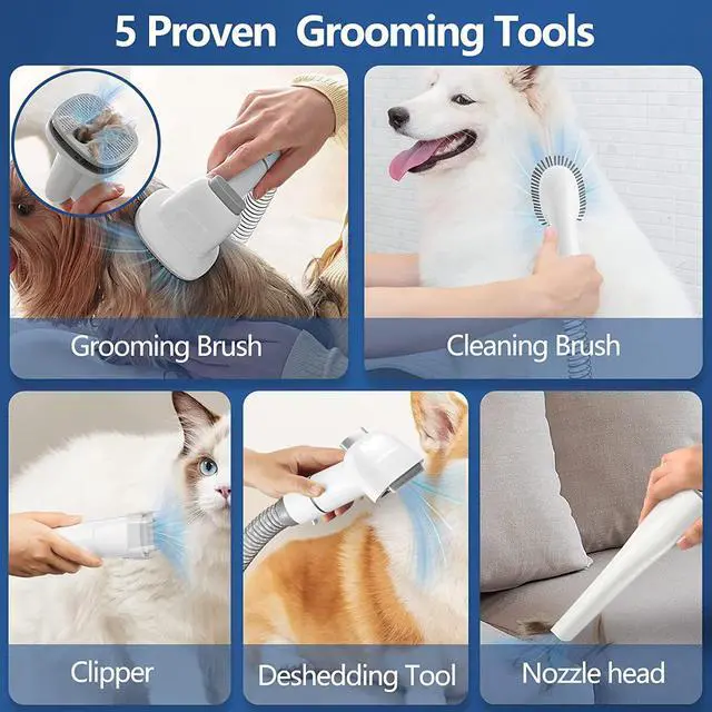 Alt view image 3 of 7 - Pet Grooming Vacuum & Dog Grooming Kit with 2.3L Capacity Larger Pet Hair Dust Cup Dog Brush for Shedding Pet Hair Vacuum Cleaner with 5 Proven Grooming Tools for Pet Hair