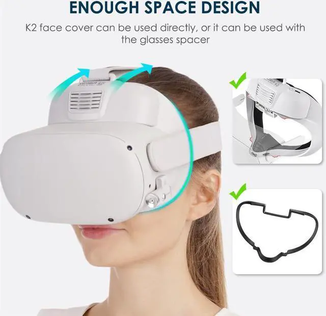 Alt view image 4 of 6 - KKCOBVR K2 Cooling Fan Face Cover with Leather Comfortable Interface Pad Compatible with Quest 2 Accessories, Relieve Lens Fogging and Replace Quest 2 Facial Cover Cushion