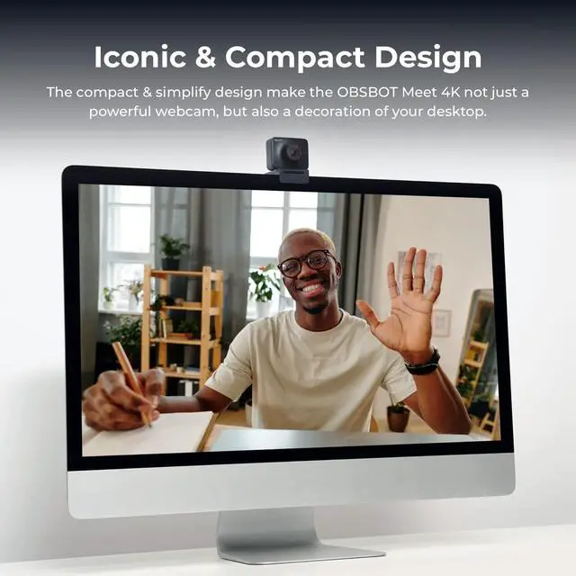 Alt view image 5 of 7 - OBSBOT Meet 4K Webcam, AI-Powered Auto Framing, HDR, 4X Zoom, Computer Camera for Streaming, Web Camera with Microphone, Blur Background and Background Replacement, Zoom Certified