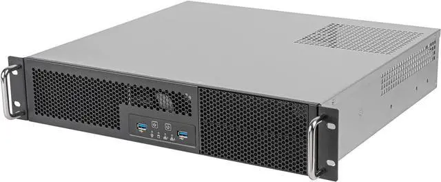 Main image of SilverStone Technology 2U Dual 5.25'' Drive Bay Micro-ATX rackmount Server Chassis, SST-RM23-502-MINI