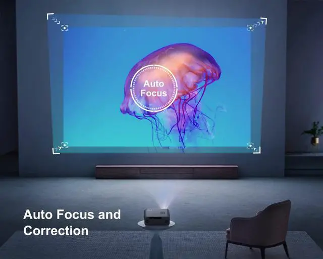 Alt view image 2 of 7 - Auto Focus Projector with WiFi 6 and Bluetooth 5.2, 480 ANSI Projector 4K, WiMiUS P62 Native 1080P Outdoor Movie Projector, Auto 6D Keystone & 50% Zoom, Smart Home Projector for Phone/PC/TV Stick