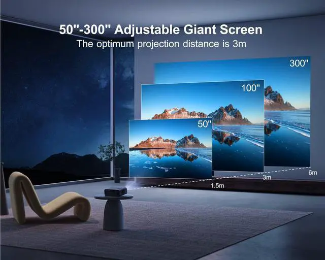 Alt view image 6 of 7 - Auto Focus Projector with WiFi 6 and Bluetooth 5.2, 480 ANSI Projector 4K, WiMiUS P62 Native 1080P Outdoor Movie Projector, Auto 6D Keystone & 50% Zoom, Smart Home Projector for Phone/PC/TV Stick