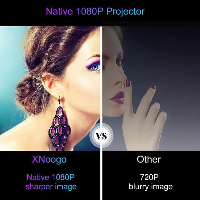 Alt view image 3 of 7 - Native 1080P Projector with 5G WiFi Bluetooth,1000 ANSI 20000L Outdoor Projector 4k,450" Movie Projector Support Zoom,Dolby Audio,FHD Video Projectors Compatible w/TV Stick/iOS/Android/Laptop