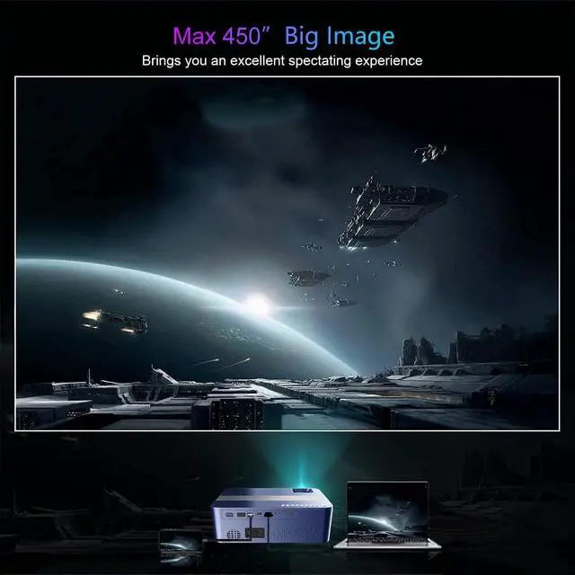 Alt view image 6 of 7 - Native 1080P Projector with 5G WiFi Bluetooth,1000 ANSI 20000L Outdoor Projector 4k,450" Movie Projector Support Zoom,Dolby Audio,FHD Video Projectors Compatible w/TV Stick/iOS/Android/Laptop