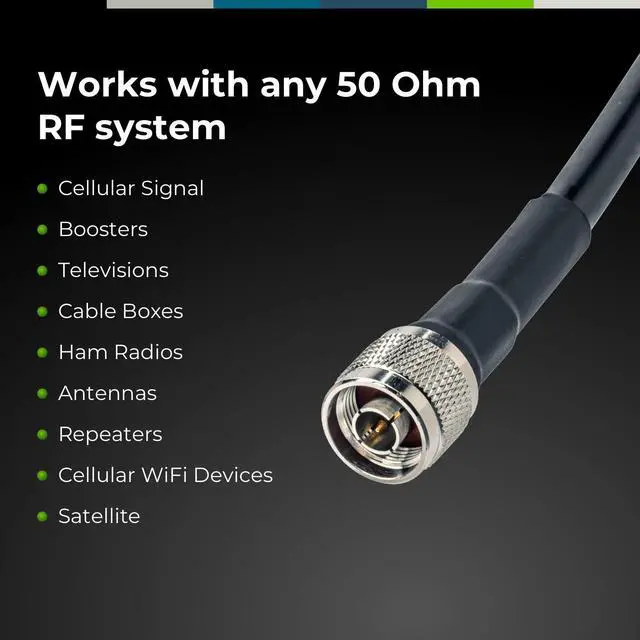 Alt view image 4 of 6 - Bolton400 -LMR400 Equivalent Coaxial Cable 100ft - Heavy Duty Ultra Low Loss Coax Cable 50ohm - N Male to N Male - 100 feet Black - for Home and Commercial Signal Booster Installation
