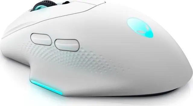 Alt view image 3 of 5 - ALIENWARE WIRELESS GAMING MOUSE 26000DPI ,2.4GHz Wireless USB Wired DUAL-MODE BATTERY LIFE 140 hour NON-SLIP GRIP - AW620M Lunar Light