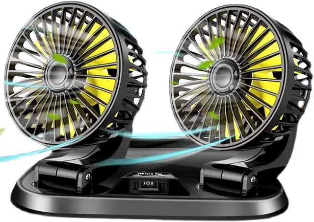 Main image of Car Fan, 12V Electric Car Cooling Fan 360 Degree Rotatable Telescopic Dual Head That Plugs Into Cigarette Lighter&Low Noise Automobile Fan for Car Sedan Truck SUV RV, black