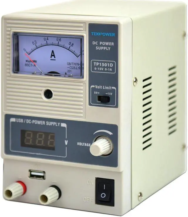 Alt view image 3 of 5 - Tekpower TP1501D Adjustable DC Power Supply 15V @ 1A with USB port 5.2V
