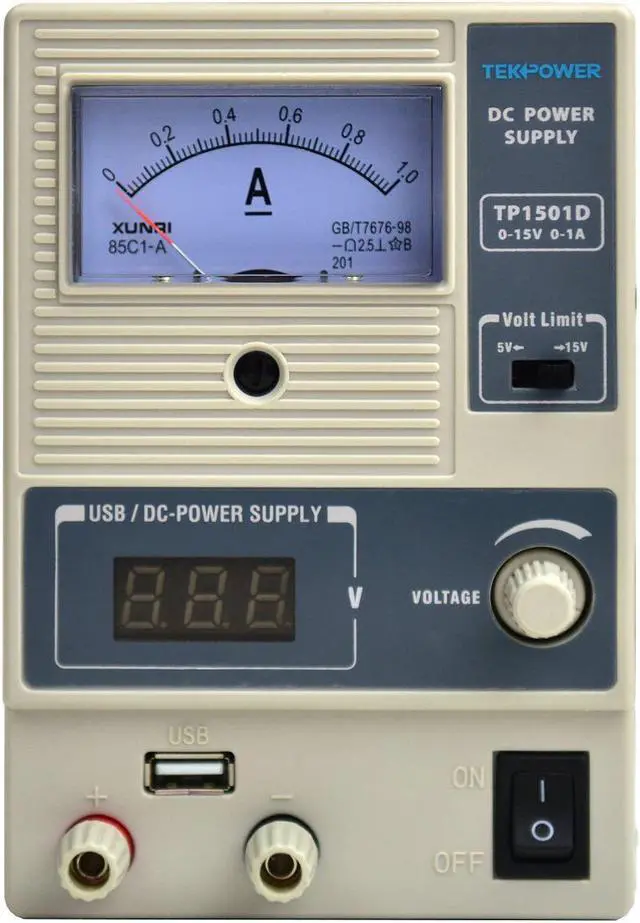 Main image of Tekpower TP1501D Adjustable DC Power Supply 15V @ 1A with USB port 5.2V