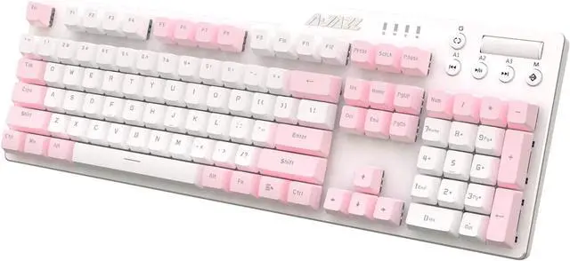 Alt view image 2 of 5 - Hot-Swappable Wired Full-Size Mechanical Gaming Keyboard with Blue Switches, Pink-White Matching, Anti-Ghosting Multimedia Keys Roller, White Backlit, Programmable Macro, Aluminum White