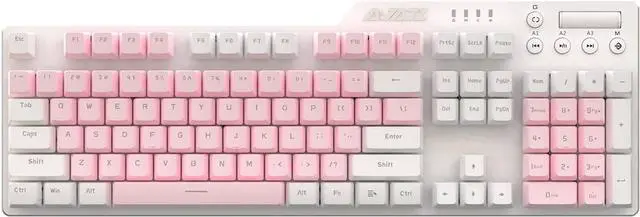 Main image of Hot-Swappable Wired Full-Size Mechanical Gaming Keyboard with Red Switches, White-Pink Matching, Anti-Ghosting Multimedia Keys Roller, White Backlit, Programmable Macro, Aluminum White