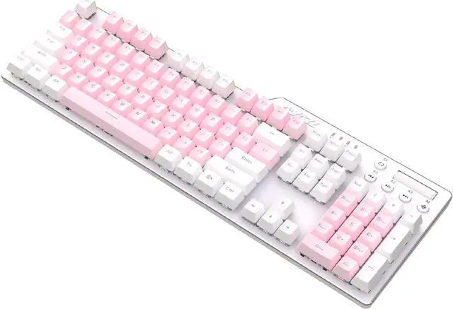 Alt view image 3 of 5 - Hot-Swappable Wired Full-Size Mechanical Gaming Keyboard with Red Switches, White-Pink Matching, Anti-Ghosting Multimedia Keys Roller, White Backlit, Programmable Macro, Aluminum White