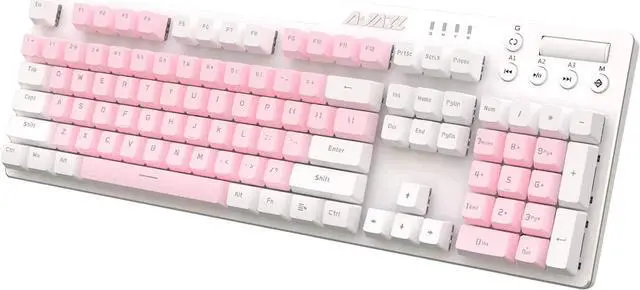 Alt view image 2 of 5 - Hot-Swappable Wired Full-Size Mechanical Gaming Keyboard with Red Switches, White-Pink Matching, Anti-Ghosting Multimedia Keys Roller, White Backlit, Programmable Macro, Aluminum White