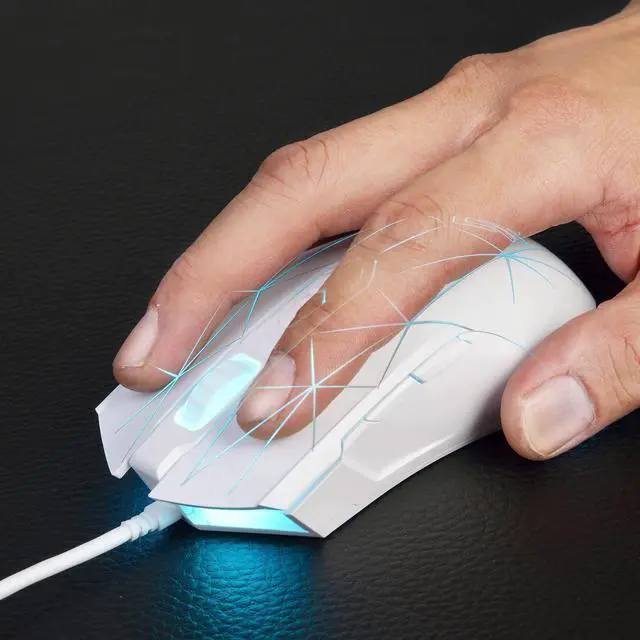 Alt view image 5 of 6 - Watcher RGB Gaming Mouse, Programmable 7 Buttons, Ergonomic LED Backlit USB Gamer Mice Computer Laptop PC, for Windows Mac Linux OS, Star White
