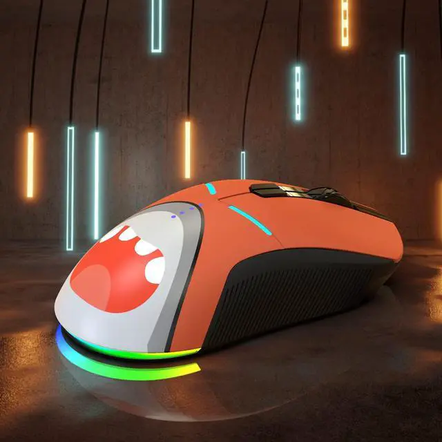 Alt view image 7 of 7 - Wireless Gaming Mouse  10000 DPI PMW3325 Optical Sensor  7 Programmable Buttons  Long Rechargeable Battery Life - USB Type C Cable Included  RGB Backlit  Orange