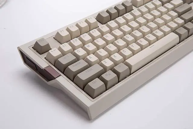 Alt view image 4 of 7 - Retro Mechanical Gaming Keyboard - PBT SP Spherical Keycaps - Classic Grey-White Matching - RGB Backlight - Black Switches