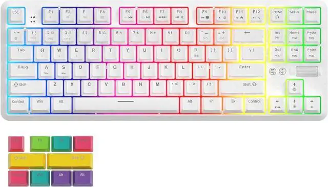 Alt view image 2 of 5 - 80% Bluetooth/Wired Dual Mode Mechanical Keyboard, 87 Keys Compact Computer Keyboard with Brown Switch, RGB Backlight