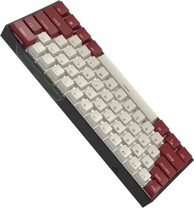 Alt view image 4 of 5 - 60% 2.4G Wireless/Bluetooth 5.0/USB Wired Triple Mode Mechanical Keyboard, 61 Keys Compact Gaming Keyboard with Programmable Software, White Backlit, Blue Switch