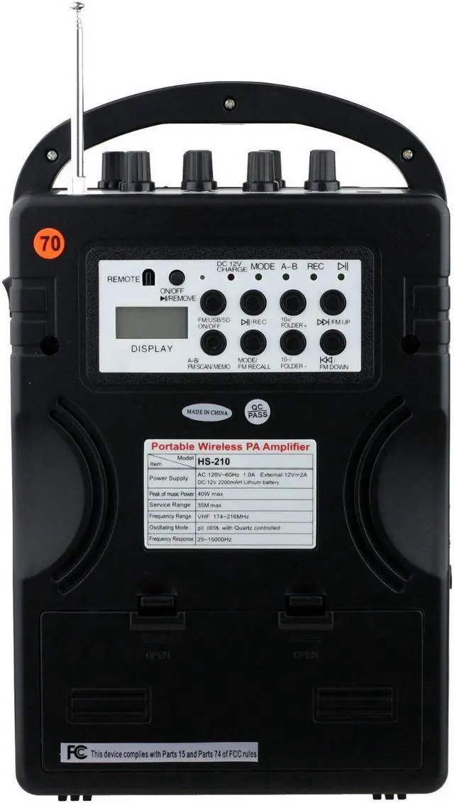 Alt view image 2 of 4 - Hisonic HS210 Rechargeable Portable PA System with Wireless Microphone