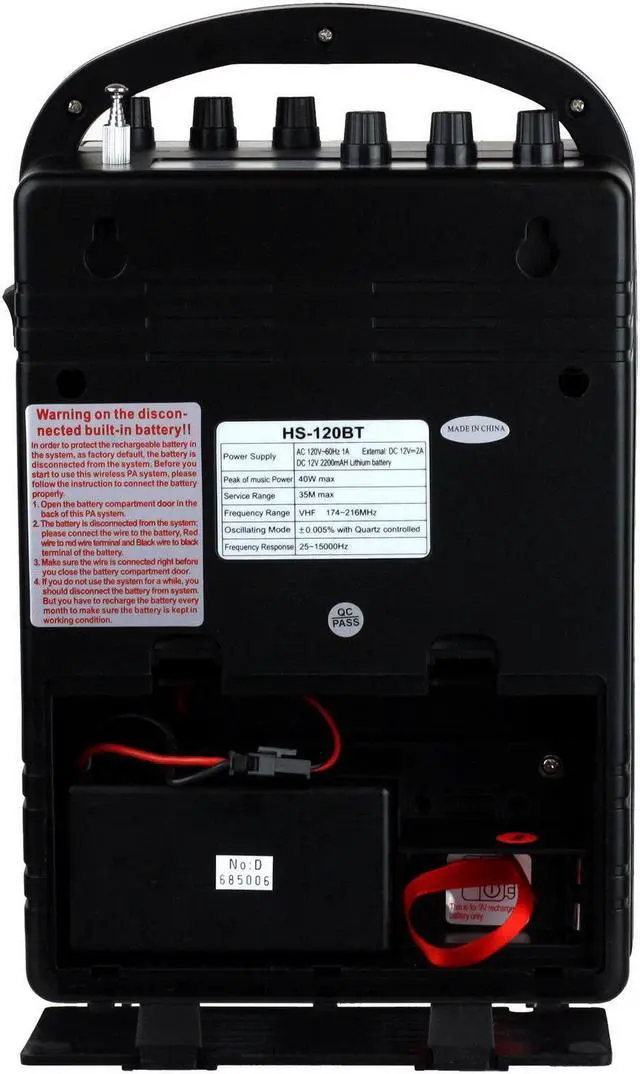 Alt view image 6 of 7 - Hisonic HS120BT Portable Speaker System with Wireless Microphones