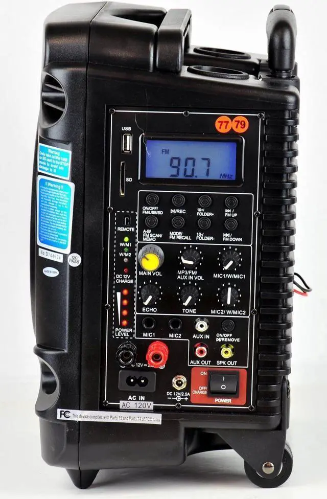 Alt view image 4 of 5 - Hisonic HS700 Rechargeable Portable PA System with Dual Wireless Microphone