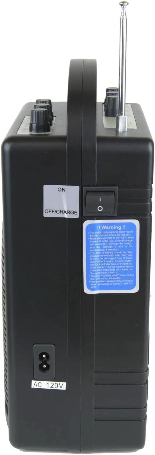 Alt view image 6 of 7 - Hisonic HS122B-H2 Rechargeable Portable PA System with Wireless Microphone