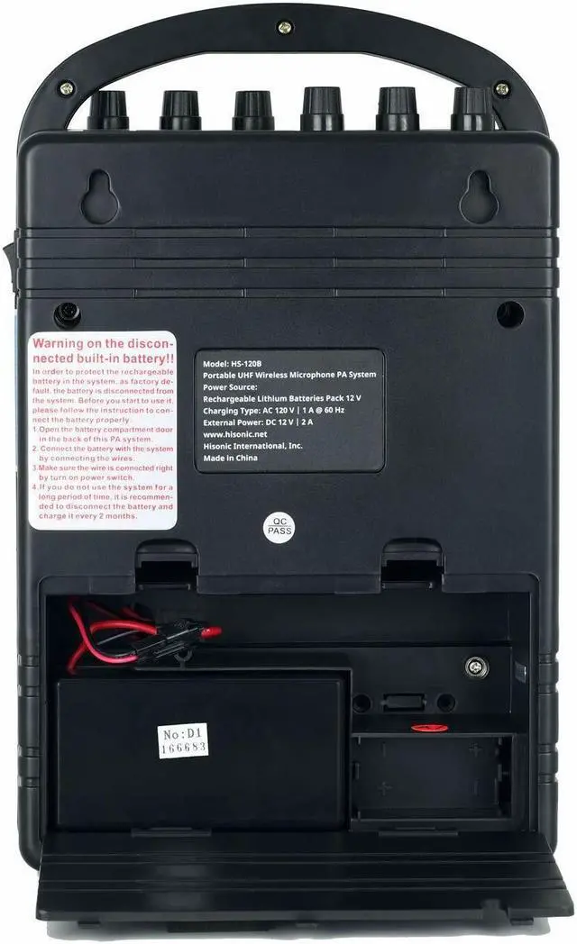 Alt view image 4 of 5 - Hisonic HS120B Portable Speaker System with Wireless Microphones Black