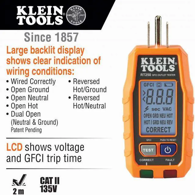 Alt view image 5 of 7 - Klein Tools Digital Multimeter Premium Electrical Test Kit with Non-Contact Voltage Tester, Receptacle Tester, Test Leads