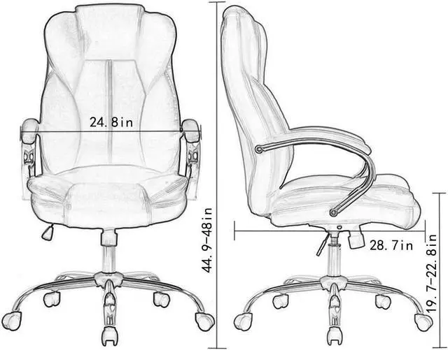 Alt view image 6 of 6 - Ergonomic Office Chair Cheap Desk Chair PU Leather Computer Chair Executive Adjustable High Back PU Leather Task Rolling Swivel Chair with Lumbar Support for Women Men, White