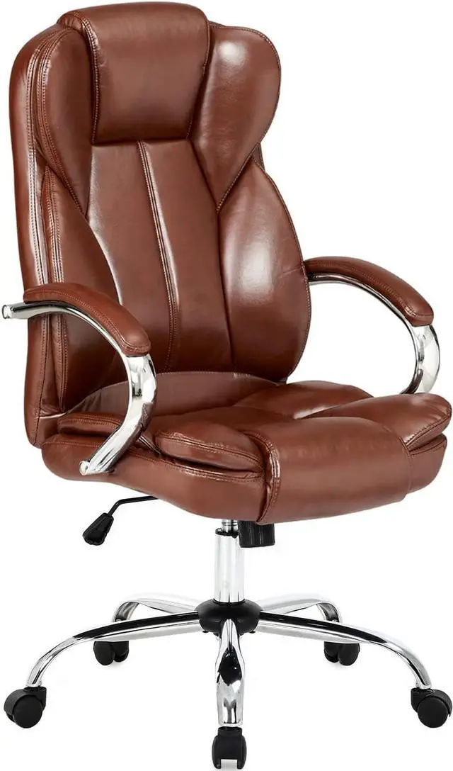 Main image of Ergonomic Office Chair Cheap Desk Chair PU Leather Computer Chair Executive Adjustable High Back PU Leather Task Rolling Swivel Chair with Lumbar Support for Women Men, Brown