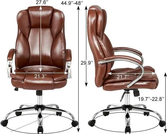 Alt view image 3 of 7 - Ergonomic Office Chair Cheap Desk Chair PU Leather Computer Chair Executive Adjustable High Back PU Leather Task Rolling Swivel Chair with Lumbar Support for Women Men, Brown