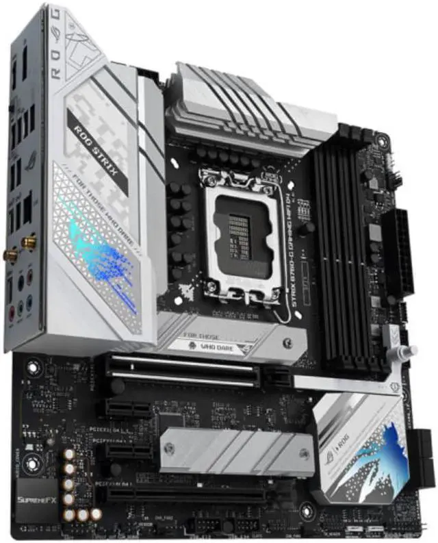 Alt view image 2 of 7 - ASUS ROG STRIX B760-G GAMING WIFI DDR5 Gaming Motherboard(Intel LGA1700 mATX ,4xDDR5,1xPCIe 5.0 x16, 2xM.2, 4 xSATA, USB3.2 Gen2x2 Type-C,1xHDMI, 1xDP,WiFi 6E 2.5Gb Ethernet, Aura Sync)