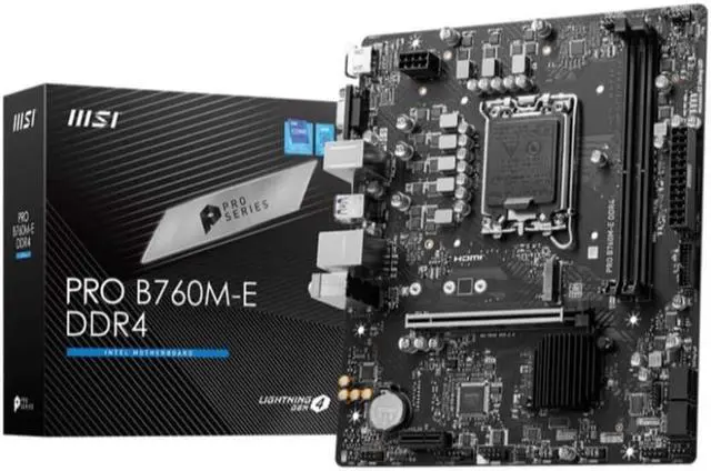 Alt view image 5 of 5 - MSI PRO B760M-E Motherboard(INTEL B760,Supports 12th/13th Gen Intel Core Processors micro ATX,LGA1700,2x DDR4,PCIe 4.0,1x M.2,1×VGA,1×HDMI)