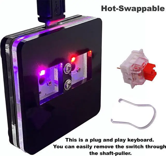 Alt view image 5 of 5 - Copy and Paste 2-Key Keyboard SAYO OSU Keypad Hotswap One Handed Mechanical Gaming Keyboard Cherry Switch RGB Backlit Mini USB Keypad for macros or Rhythm Games