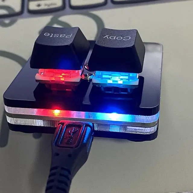 Alt view image 3 of 5 - Copy and Paste 2-Key Keyboard SAYO OSU Keypad Hotswap One Handed Mechanical Gaming Keyboard Cherry Switch RGB Backlit Mini USB Keypad for macros or Rhythm Games