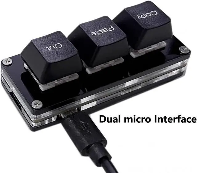 Alt view image 3 of 4 - Mini 3-Key Cut Copy Paste Keyboard Ctrl X C V Shortcut One Handed Keyboard RGB Macro Pad Gaming Mechanical Keyboard OSU Keypad Programmable Keyboard for Working and Gaming