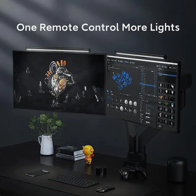 Alt view image 2 of 7 - Computer Monitor Led Lights with Remote: PC Monitor LED Bar Eye Caring Monitor Led Lights Adjustable Monitor Led Lights Desk Lamp for Home Office Gaming