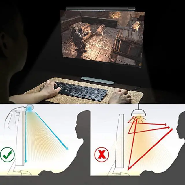 Alt view image 4 of 7 - Computer Monitor Led Lights with Remote: PC Monitor LED Bar Eye Caring Monitor Led Lights Adjustable Monitor Led Lights Desk Lamp for Home Office Gaming