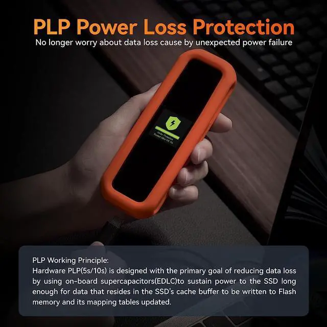 Alt view image 4 of 7 - Visual Smart M.2 NVMe SSD Enclosure (With Silicone Case), Support 10S PLP,USB 3.2 Gen 2 Type-C (10 Gbps), fits NVMe PCIe/SATA NGFF Size 2230/2242/2260/2280,Support M-Key B+M Key UASP