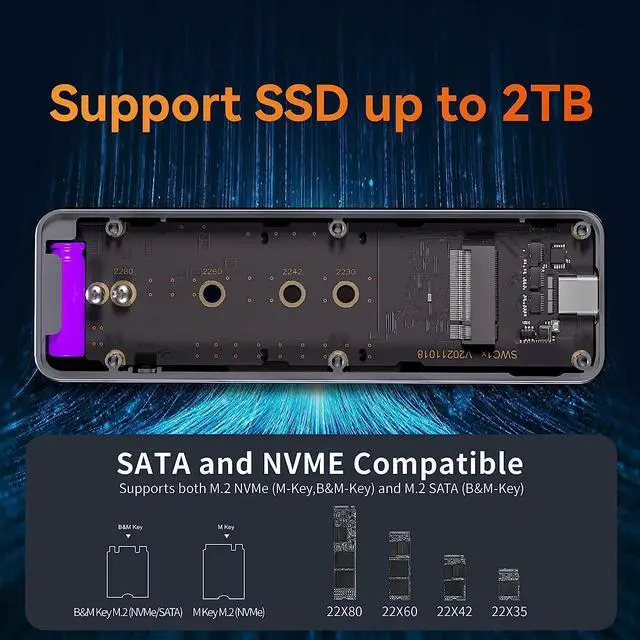 Alt view image 7 of 7 - Visual Smart M.2 NVMe SSD Enclosure (With Silicone Case), Support 10S PLP,USB 3.2 Gen 2 Type-C (10 Gbps) w/ SAMSUNG 980 PRO SSD 2TB PCIe NVMe Gen 4 Gaming M.2 Internal Solid State Drive Memory Card