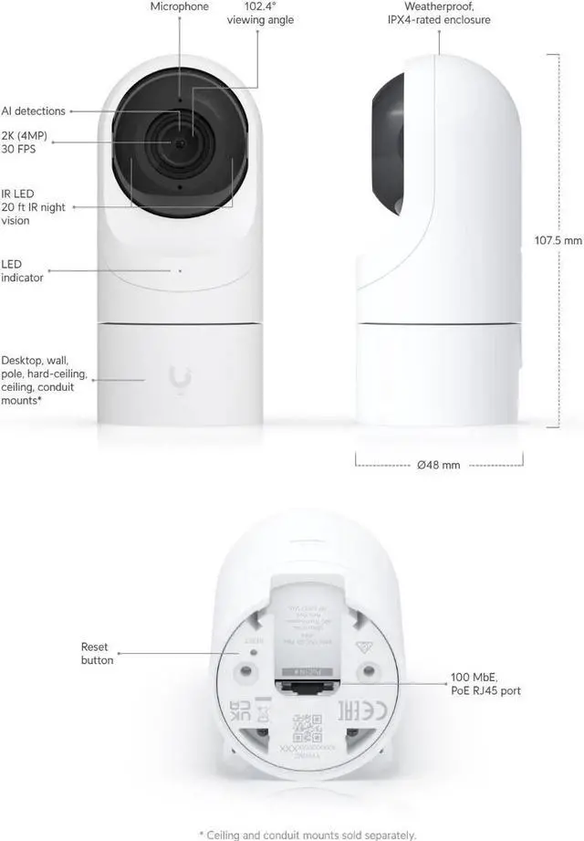 Alt view image 2 of 7 - Ubiquiti UniFi Protect Camera G5 Flex Security Cam UVC-G5-FLEX