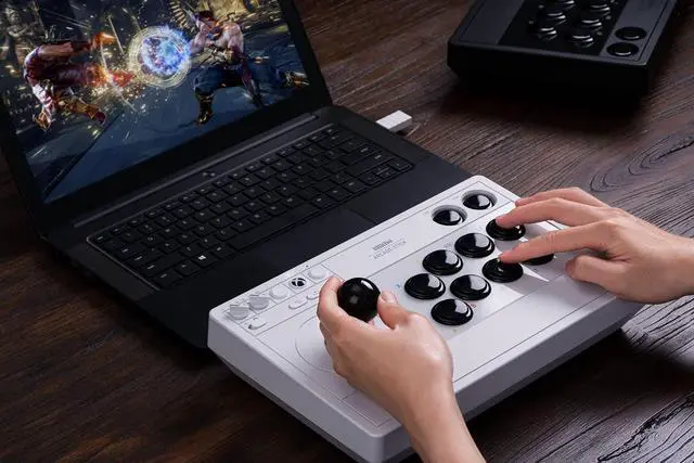 Alt view image 5 of 7 - 8Bitdo Arcade Stick for Xbox Series X|S, Xbox One and Windows 10, Arcade Fight Stick with 3.5mm Audio Jack - White