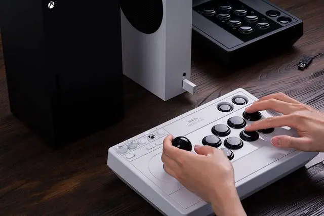 Alt view image 7 of 7 - 8Bitdo Arcade Stick for Xbox Series X|S, Xbox One and Windows 10, Arcade Fight Stick with 3.5mm Audio Jack - White
