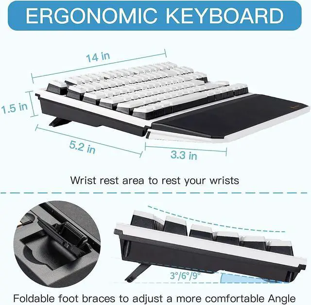 Alt view image 6 of 7 - HYEKU TKL 2.4ghz Wireless Mechanical Keyboard with Red Kailh Box Switches, Ducky Pink Tenkeyless Compact Keyboard for Gaming, Typing, Ergonomic 87-Key Typewriter Keyboard with Wrist Rest