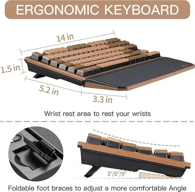Alt view image 6 of 7 - HYEKU TKL 2.4ghz Wireless Mechanical Keyboard with Red Kailh Box Switches, Ducky Pink Tenkeyless Compact Keyboard for Gaming, Typing, Ergonomic 87-Key Typewriter Keyboard with Wrist Rest