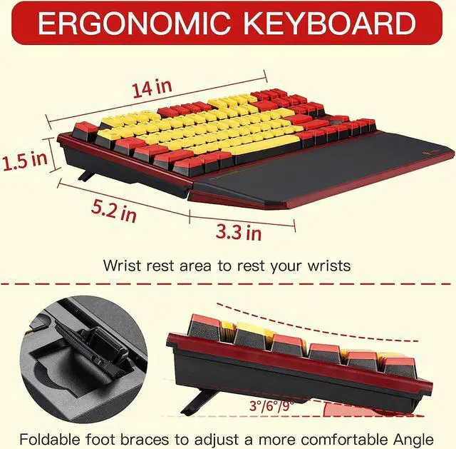 Alt view image 6 of 7 - HYEKU TKL 2.4ghz Wireless Mechanical Keyboard with Gold Kailh Box Switches, Ducky Pink Tenkeyless Compact Keyboard for Gaming, Typing, Ergonomic 87-Key Typewriter Keyboard with Wrist Rest
