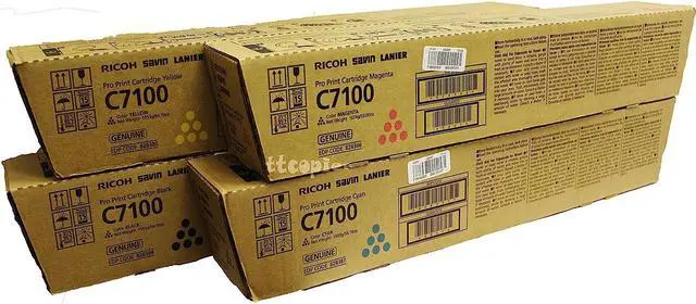 Main image of Genuine Ricoh 828384 828385 828386 828387 ,Black Yellow Cyan Magenta Lot of 4 CMYK, Color Set Toner Ricoh PRO C7100/C7100s/C7100sx/C7100x/C7110/C7110s/C7110sx/C7110x