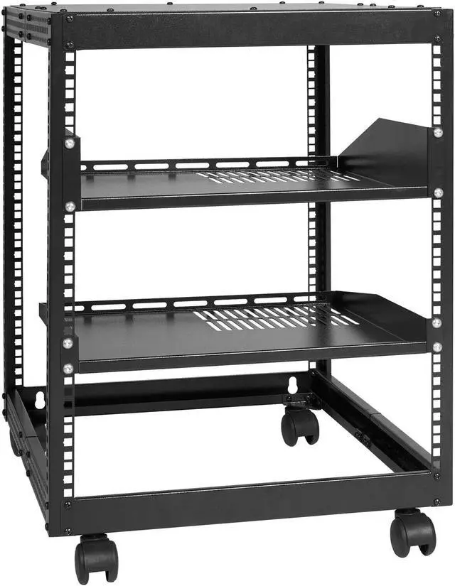Main image of 12U Open Frame Server Rack, 15''-40'' Adjustable Depth, Free Standing or Wall Mount Network Server Rack, 4 Post AV Rack with Casters, Holds All Your Networking IT Equipment AV Gear Router Modem